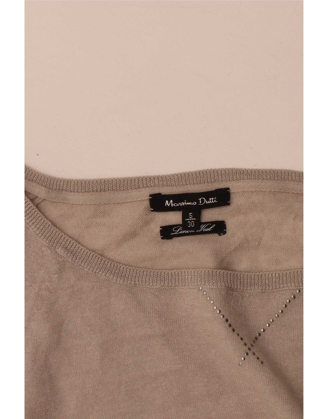 Massimo Dutti Maglione da donna con scollo a barca Maglione UK 10 Piccolo Beige Lana