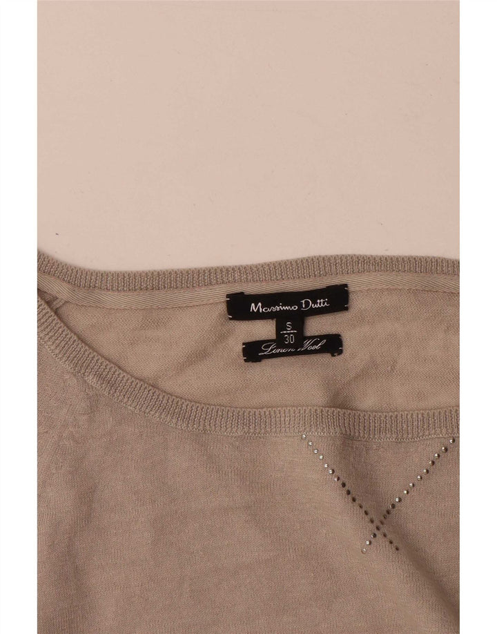 Massimo Dutti Maglione da donna con scollo a barca Maglione UK 10 Piccolo Beige Lana