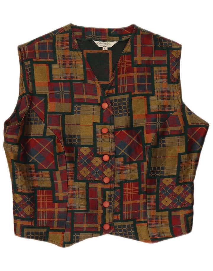 Gilet corto da donna vintage UK 14 Patchwork medio multicolore