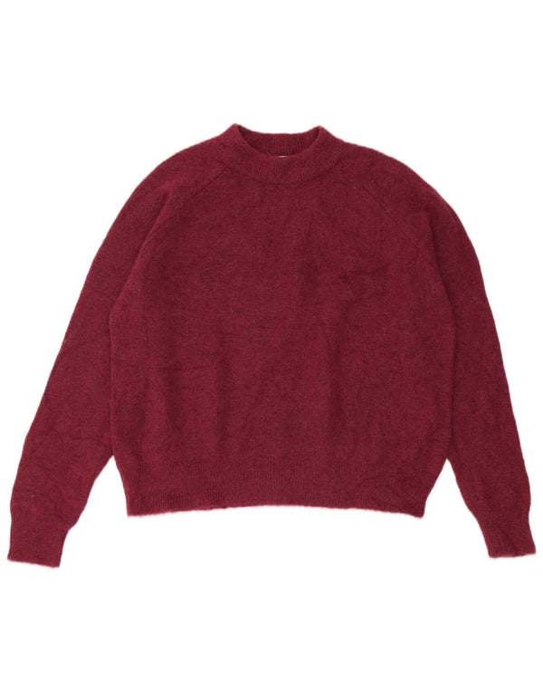 Maglione corto con collo alto da donna Zara UK 14 Nylon bordeaux medio