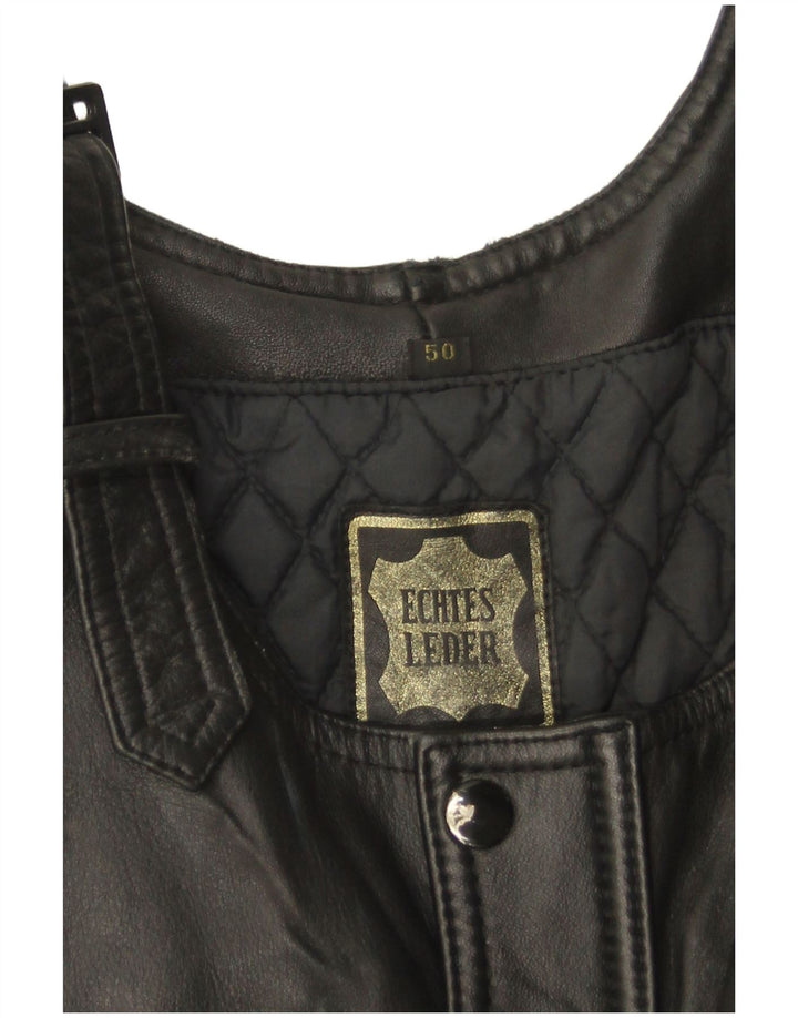 Tuta in pelle senza maniche da donna VINTAGE UK 12 Pelle nera media