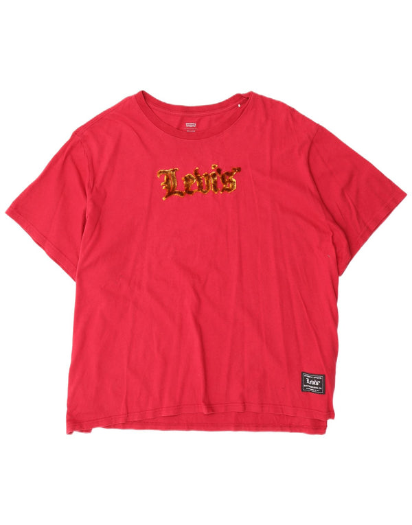T-shirt grafica rilassata da uomo Levi's Top 2XL in cotone rosso