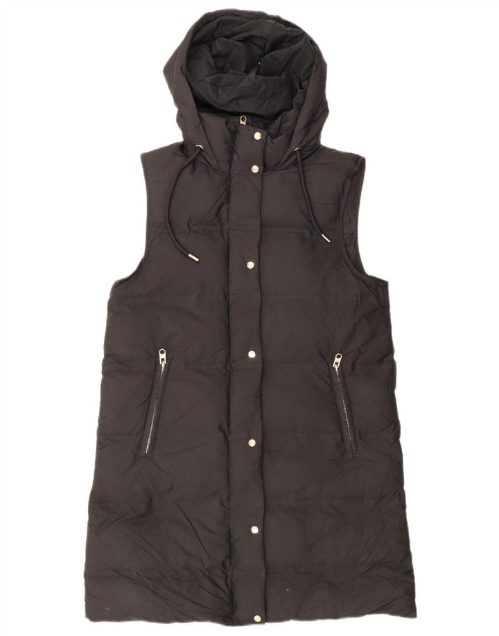 Cappotto imbottito senza maniche con cappuccio da donna Zara UK 14 poliestere nero medio