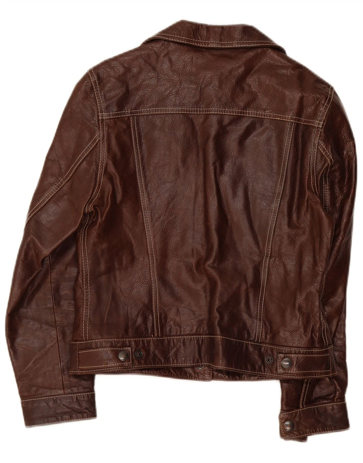 Giacca in pelle corta da donna Eyes's Fashion IT 42 Marrone medio