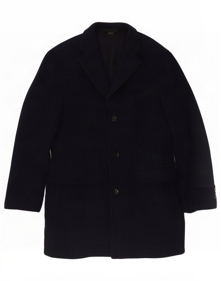 Cappotto da uomo Massimo Dutti EU 48 medio in lana pied de poule blu navy