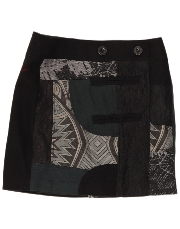 Gonna a portafoglio da donna Desigual EU 40 Medium W32 Lana patchwork nera