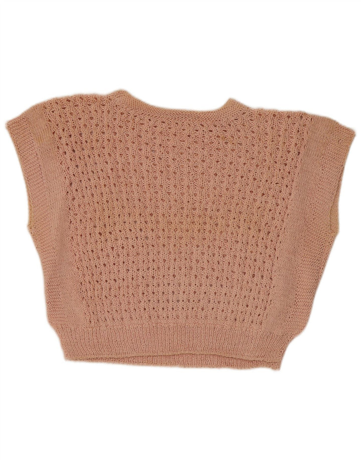 Canotta corta da donna vintage UK 12 rosa medio