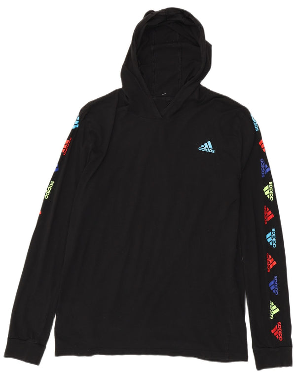 Top Adidas da bambino con grafica a maniche lunghe, 15-16 anni, XL, cotone nero