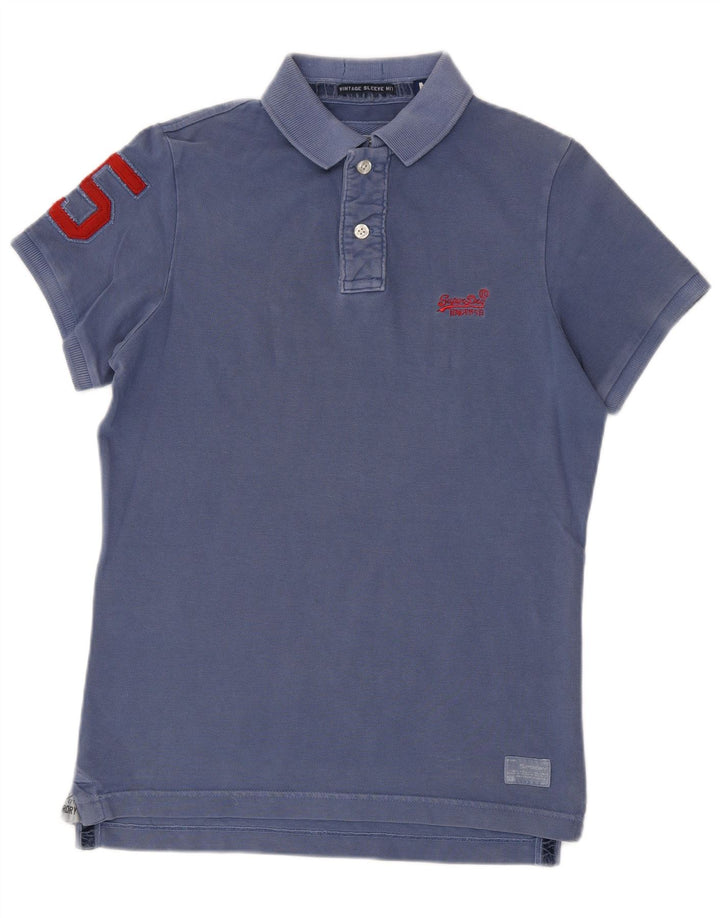 Polo grafica da uomo Superdry in cotone blu medio