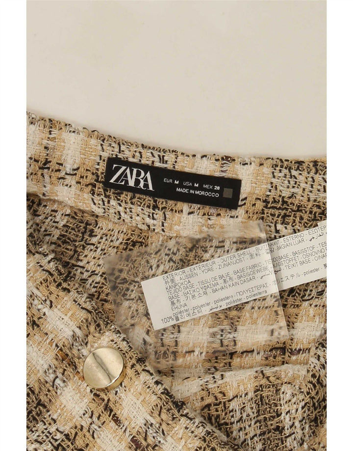 Pantaloncini casual da donna Zara medi W28 poliestere a quadri marroni