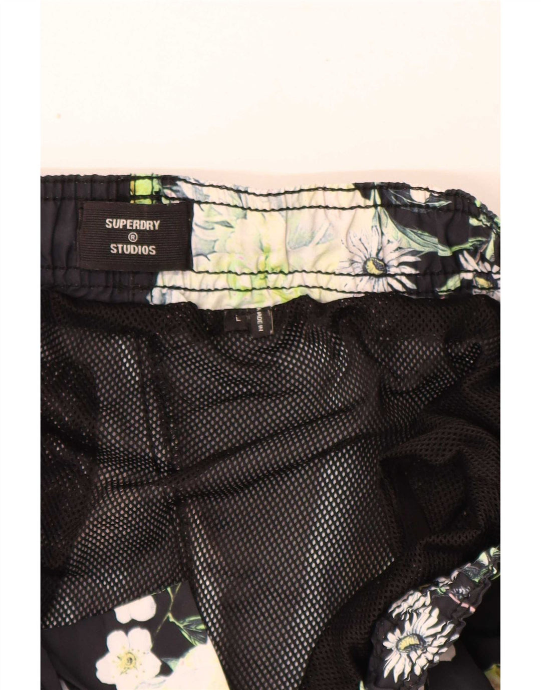 Pantaloncini da bagno grafici da uomo Superdry grandi in poliestere floreale blu navy