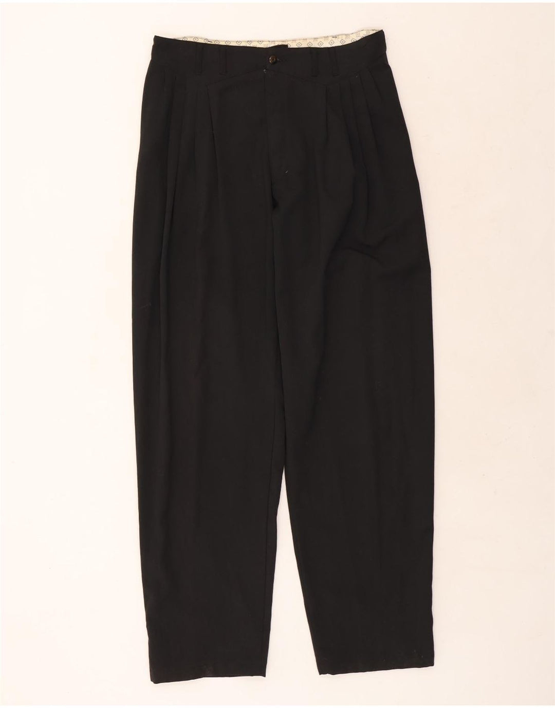 Pantaloni casual con pegging da uomo vintage IT 50 Large W34 L33 poliestere nero