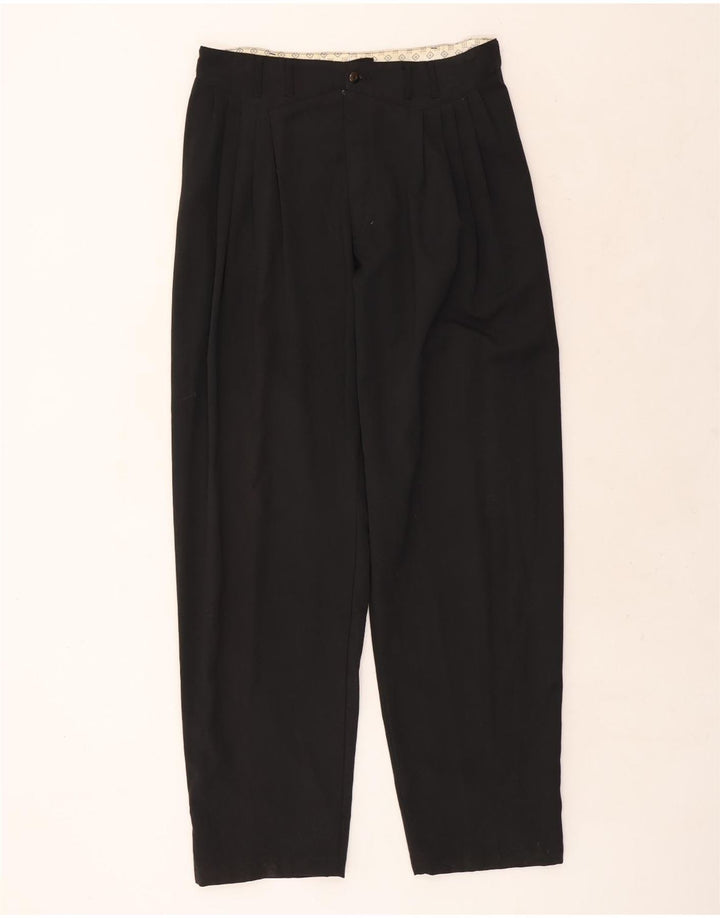 Pantaloni casual con pegging da uomo vintage IT 50 Large W34 L33 poliestere nero