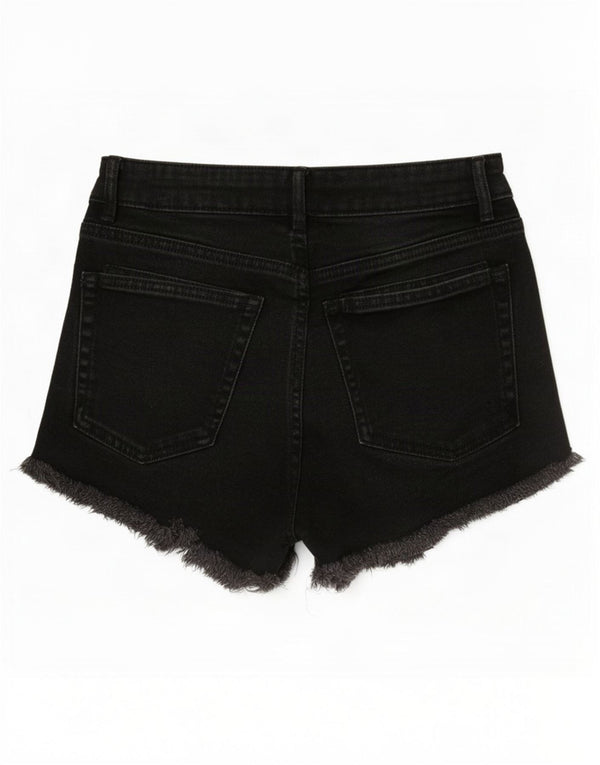 Pantaloncini di jeans a vita alta da donna Zara EU 36 XS W26 cotone nero