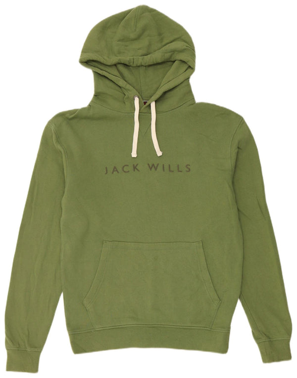 Felpa con cappuccio grafica ampia da uomo Jack Wills XS in cotone verde