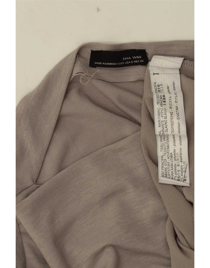 Top tunica asimmetrica a maniche lunghe da donna Zara UK 10 piccolo poliestere grigio