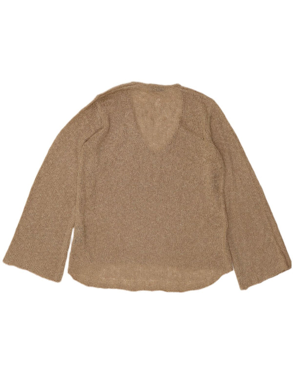Maglione Zara da donna con scollo a V UK 16 grande acrilico beige