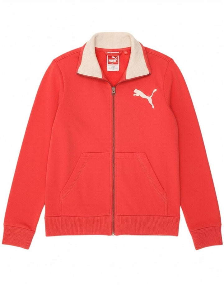 PUMA Womens Graphic Tracksuit Top Jacket UK 10 Small Pink Cotton