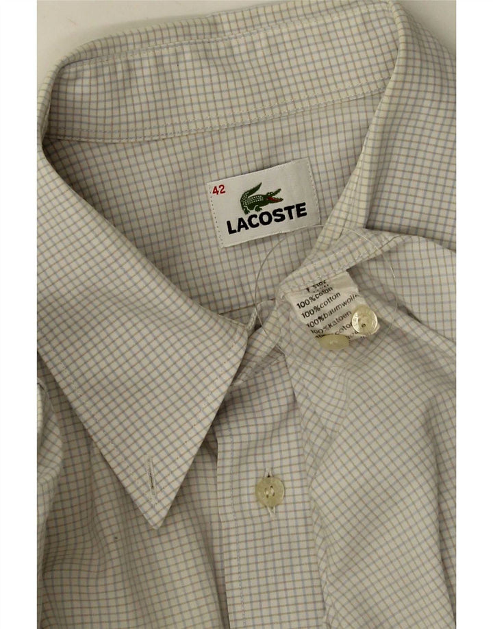 Camicia a maniche corte da uomo Lacoste taglia 42 in cotone a quadri bianchi grandi