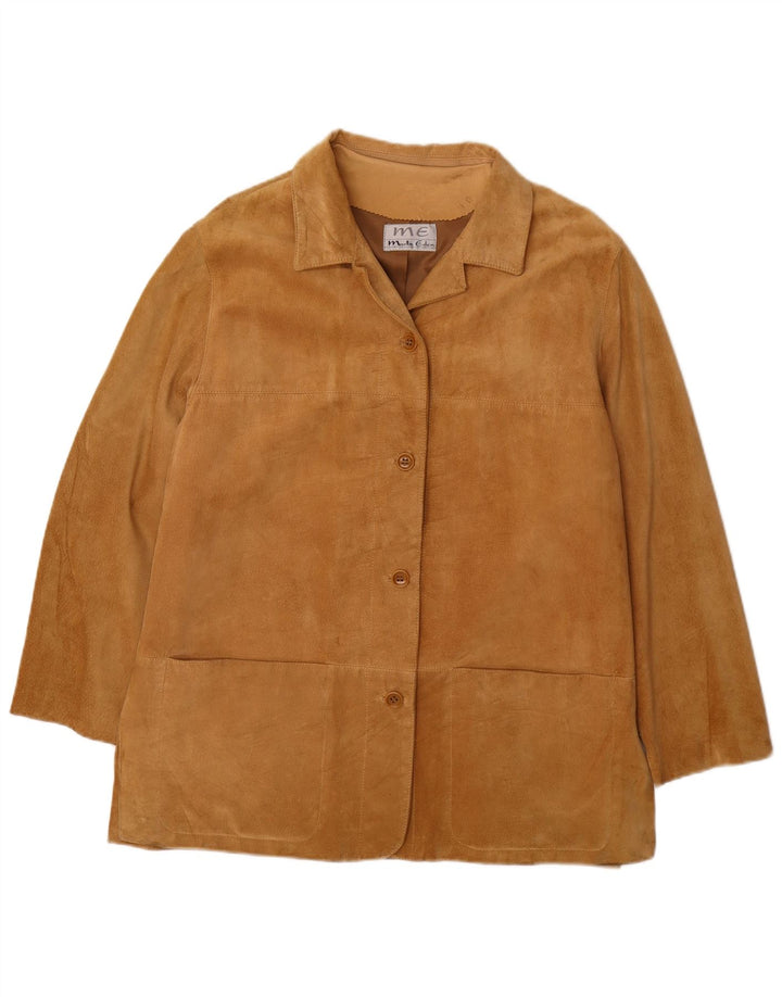 Giacca blazer da donna a 4 bottoni in pelle scamosciata Martin Eden IT 48 XL in pelle beige