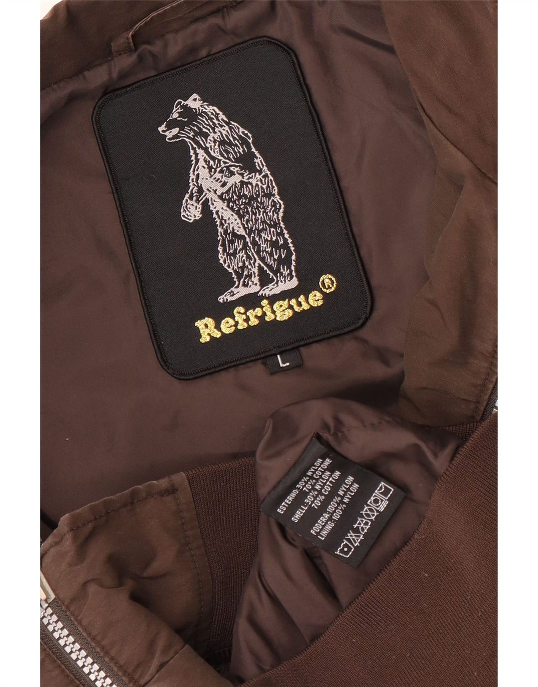 Giubbotto bomber da uomo Refrigue UK 40 grande nylon marrone