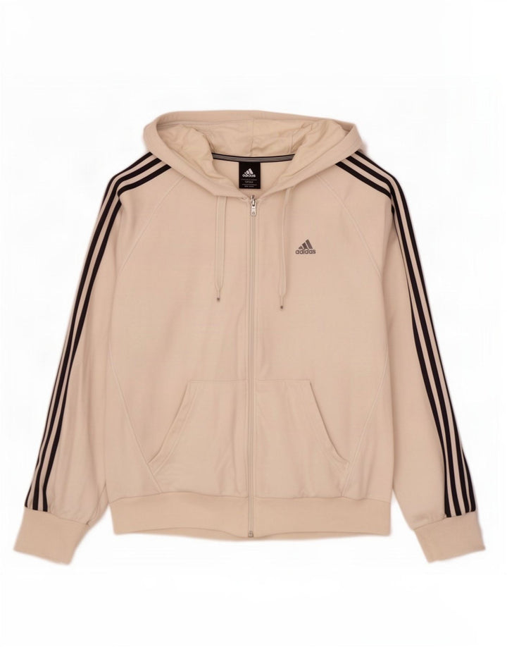 Maglione con cappuccio e zip da uomo Adidas in cotone bianco sporco medio
