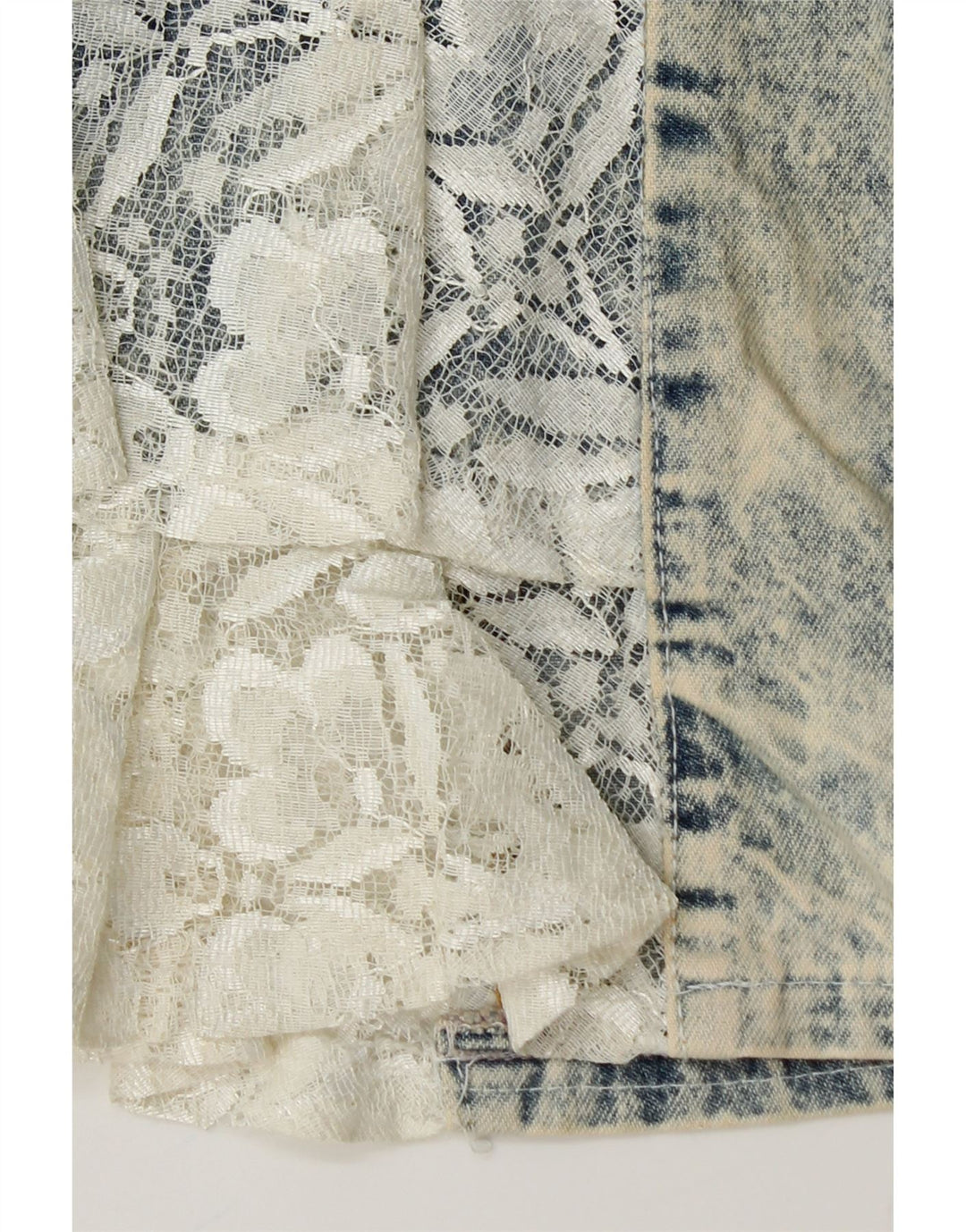 Gonna a tromba in denim da donna VINTAGE IT 42 media W26 blu floreale