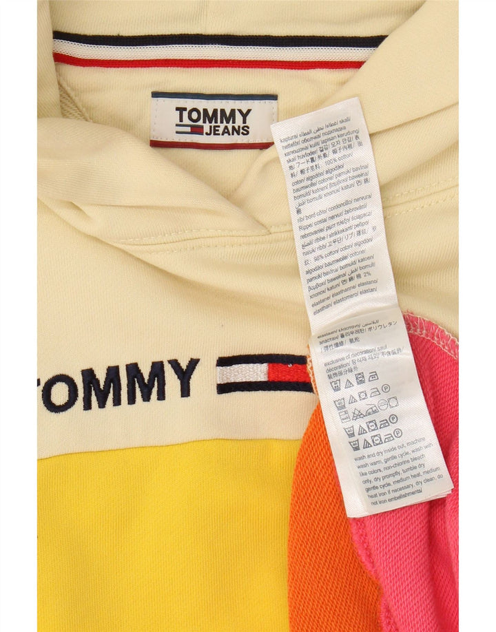 TOMMY HILFIGER Womens Hoodie Jumper UK 14 Medium Multicoloured Colourblock Vintage Tommy Hilfiger and Second-Hand Tommy Hilfiger from Messina Hembry 