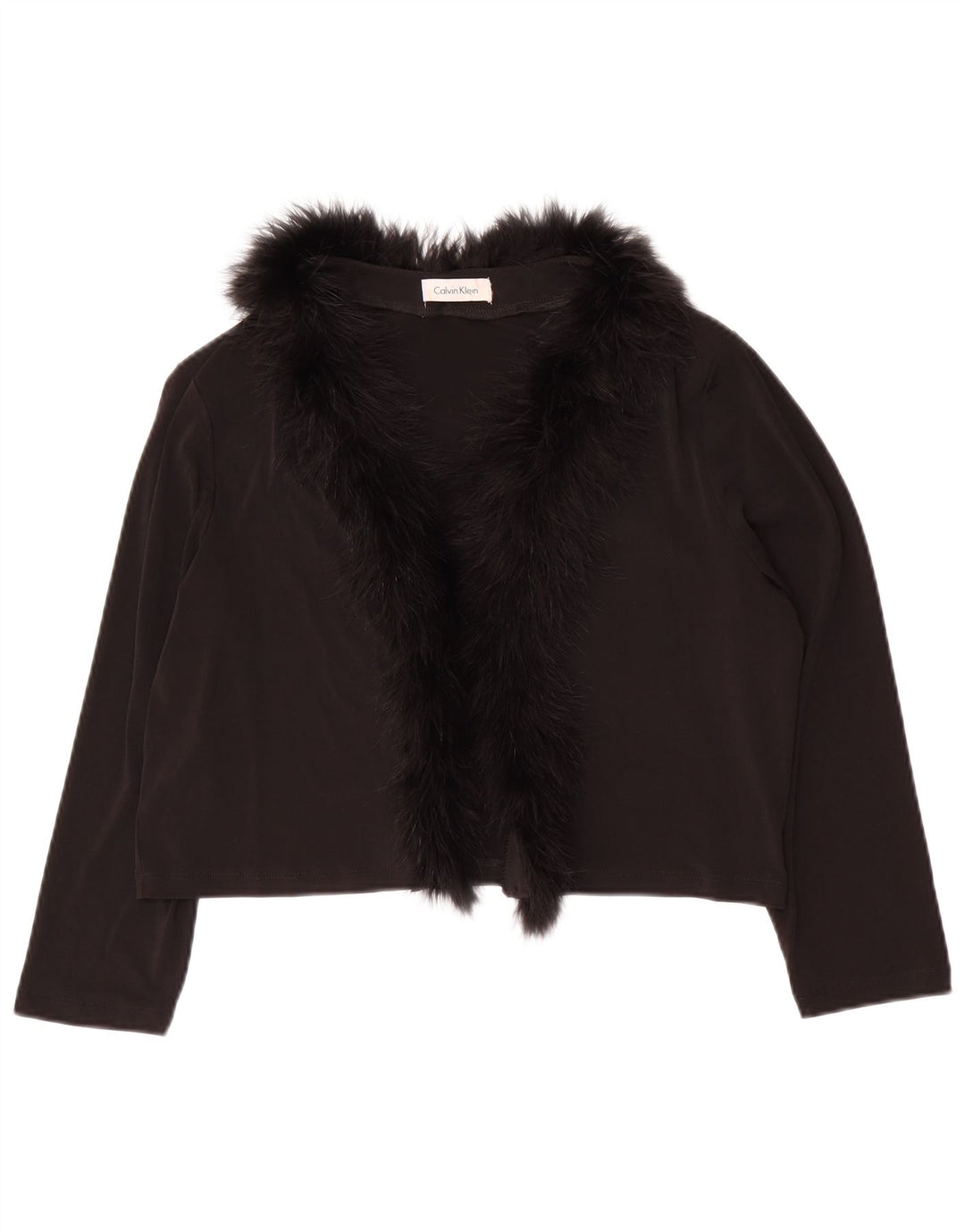 CALVIN KLEIN Bolero da donna con maniche a 3/4 UK 14 Large Nero Poliestere