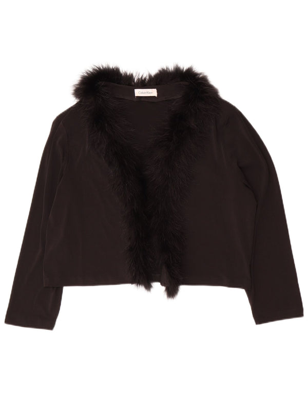 CALVIN KLEIN Bolero da donna con maniche a 3/4 UK 14 Large Nero Poliestere