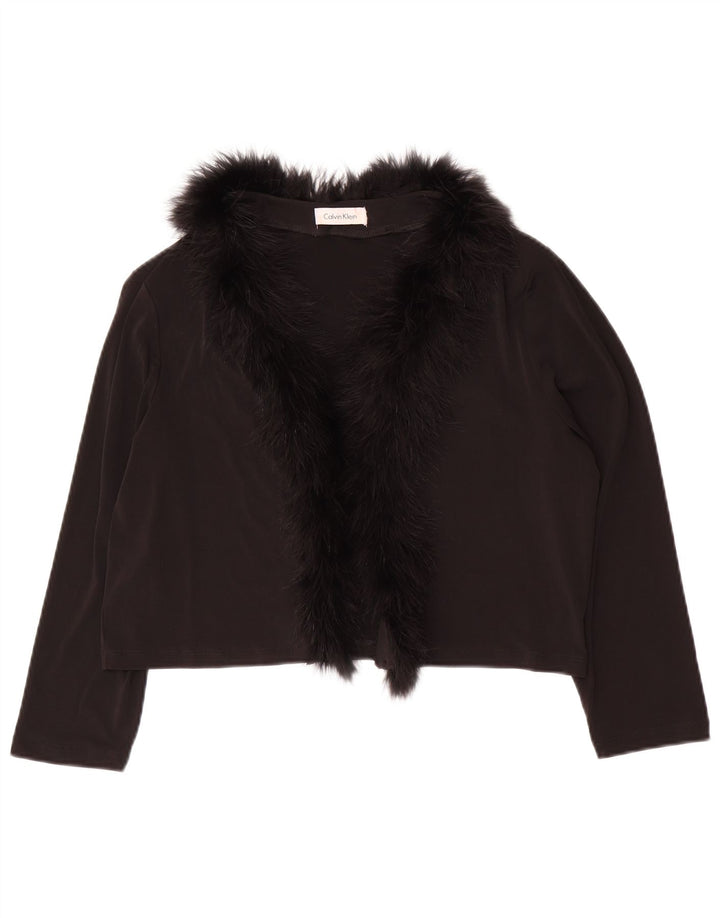 CALVIN KLEIN Bolero da donna con maniche a 3/4 UK 14 Large Nero Poliestere