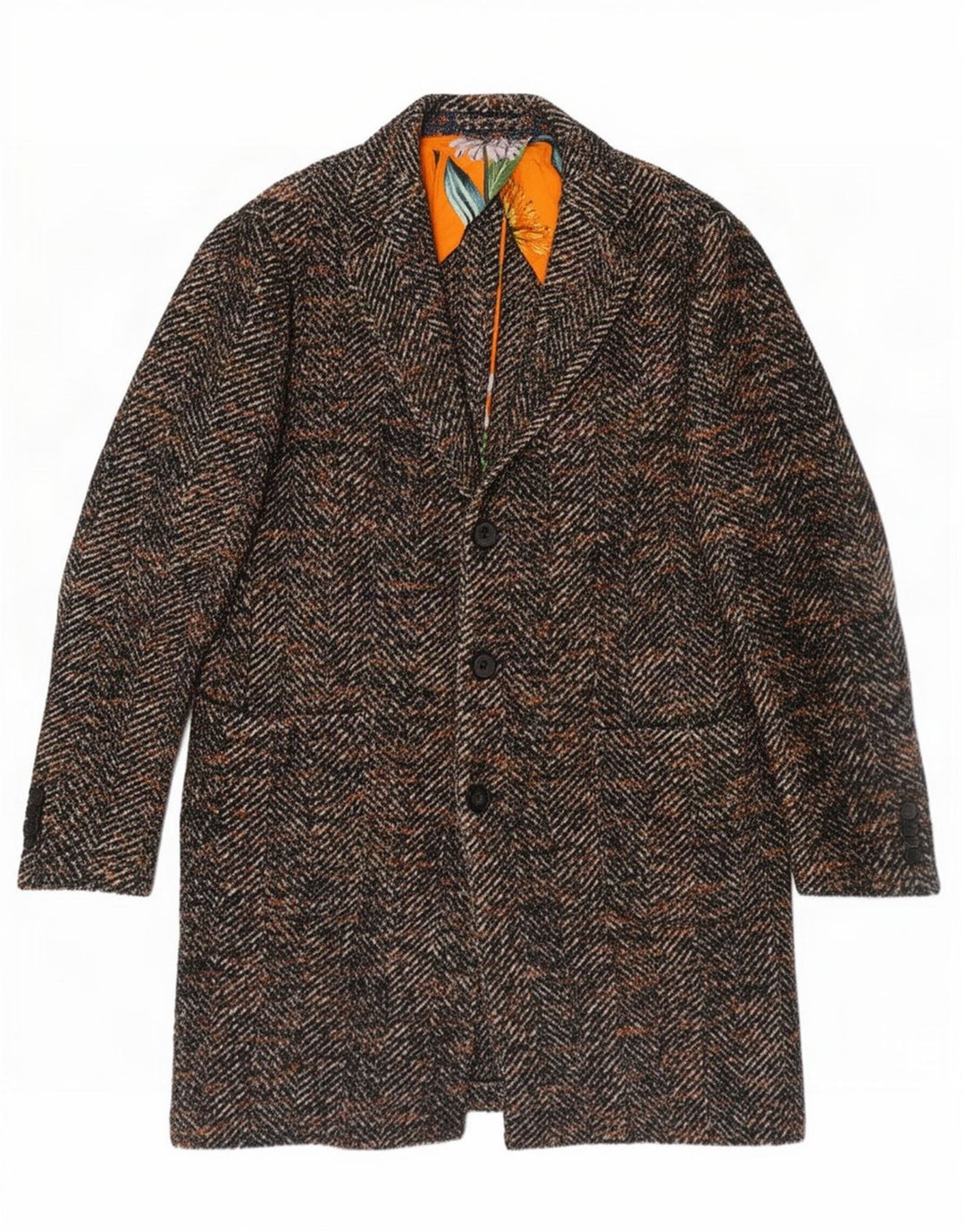 Cappotto Uomo Etro IT 52 XL Marrone Spinato Lana Classico