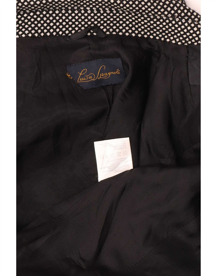 Luisa Spagnoli Giacca Blazer a 3 Bottoni da Donna UK 10 Piccola Lana Macchiata Nera