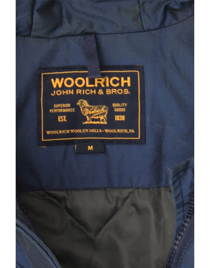 WOOLRICH Womens Hooded Windbreaker Jacket UK 14 Medium Navy Blue Cotton Vintage Woolrich and Second-Hand Woolrich from Messina Hembry 