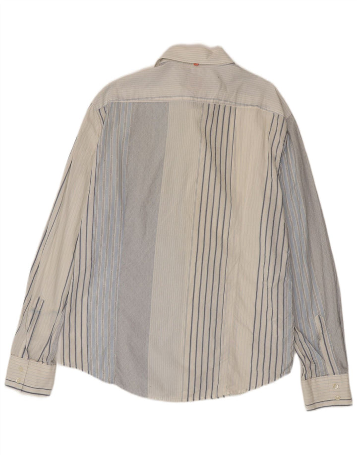 Camicia da uomo Hugo Boss XL in cotone a righe blu
