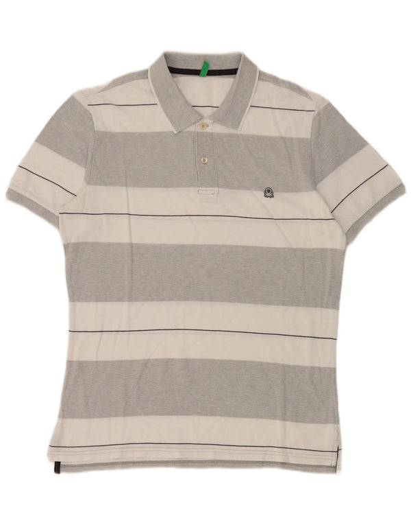 Polo Benetton Uomo Grigio Medio a Righe
