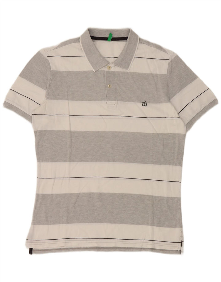 Polo Benetton Uomo Grigio Medio a Righe
