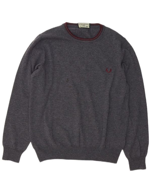 Maglione maglione girocollo da uomo Fred Perry 2XL lana grigia