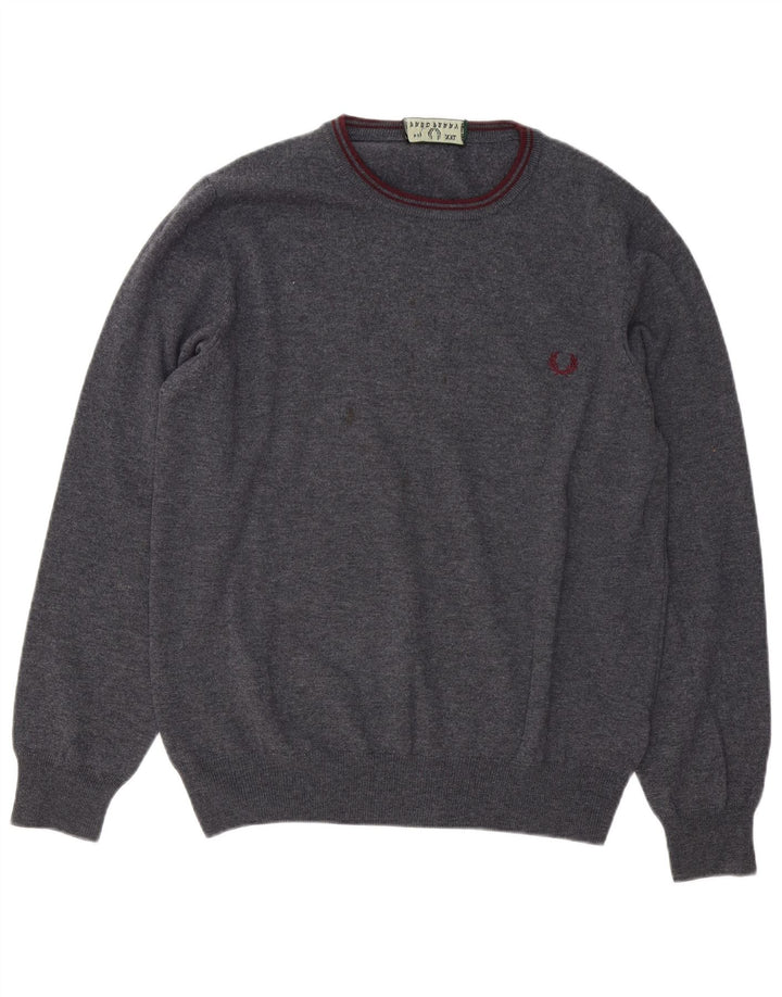 Maglione maglione girocollo da uomo Fred Perry 2XL lana grigia