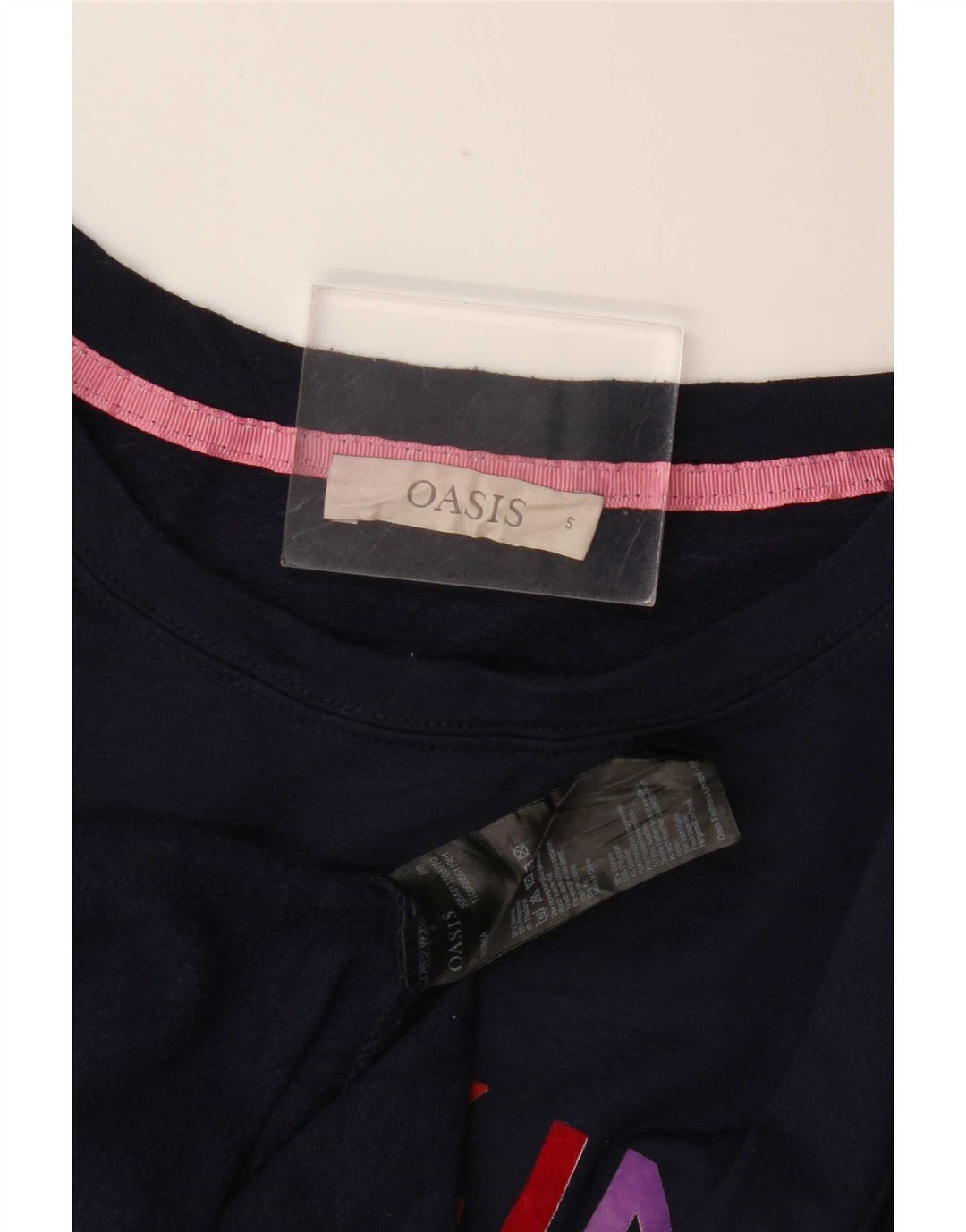 Felpa oversize con grafica da donna Oasis UK 10 Small Blu Navy