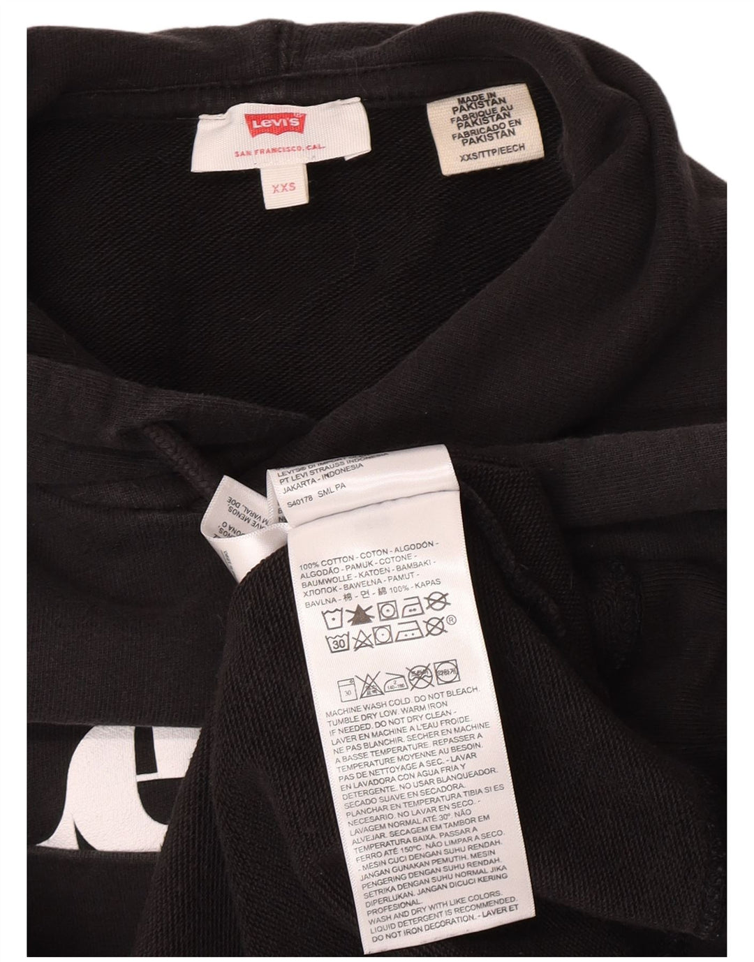 Maglione con cappuccio grafico da uomo Levi's 2XS cotone nero