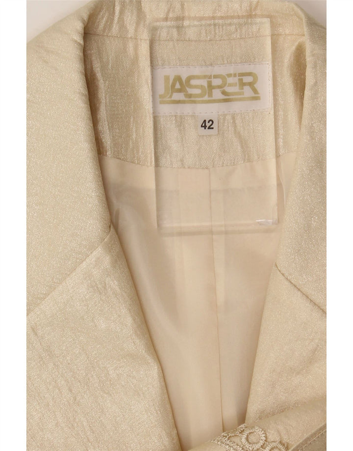 Giacca blazer vintage da donna con maniche a 3/4 e 2 bottoni IT 42 Beige medio