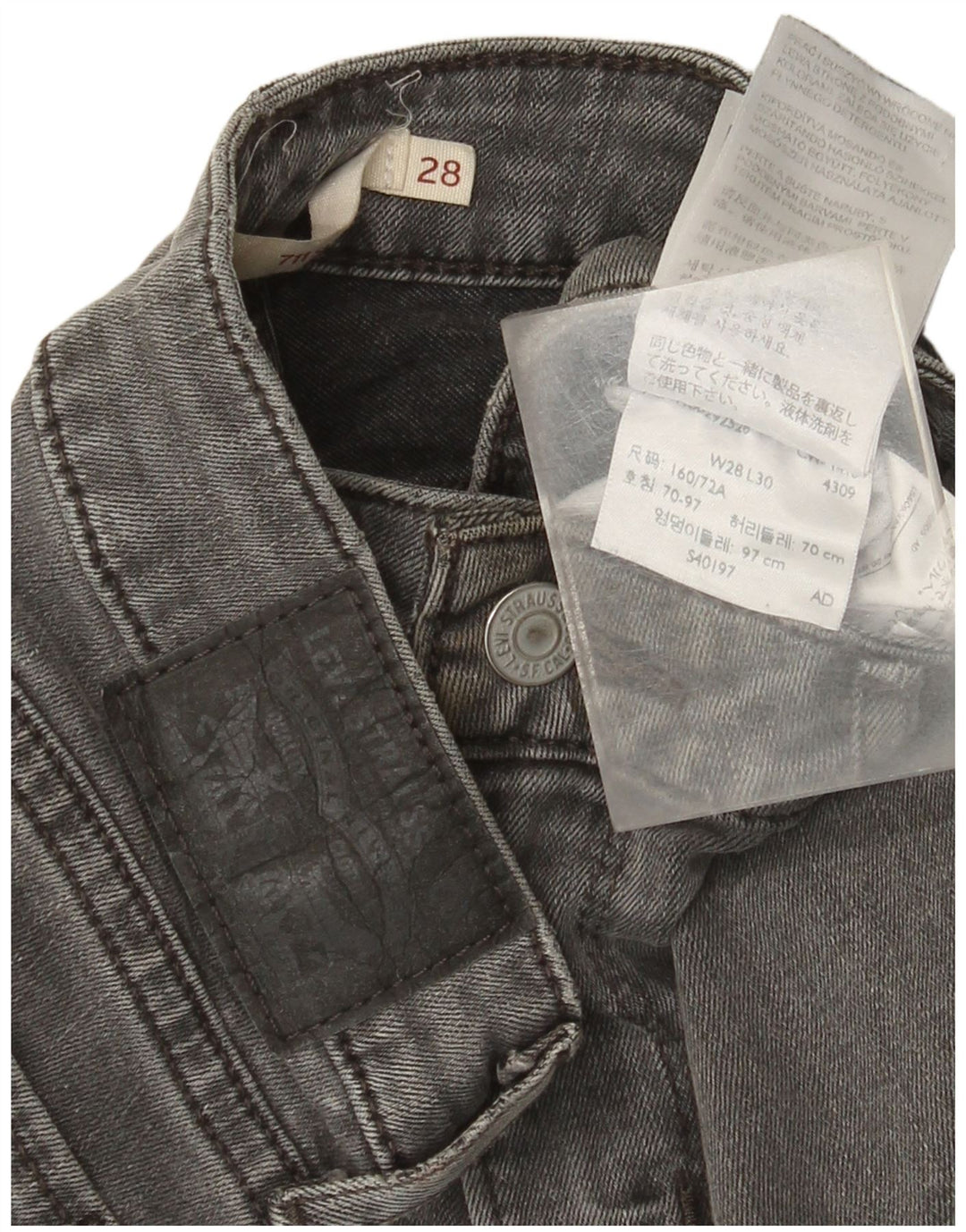 Jeans skinny Levi's 711 da donna W28 L30 cotone grigio