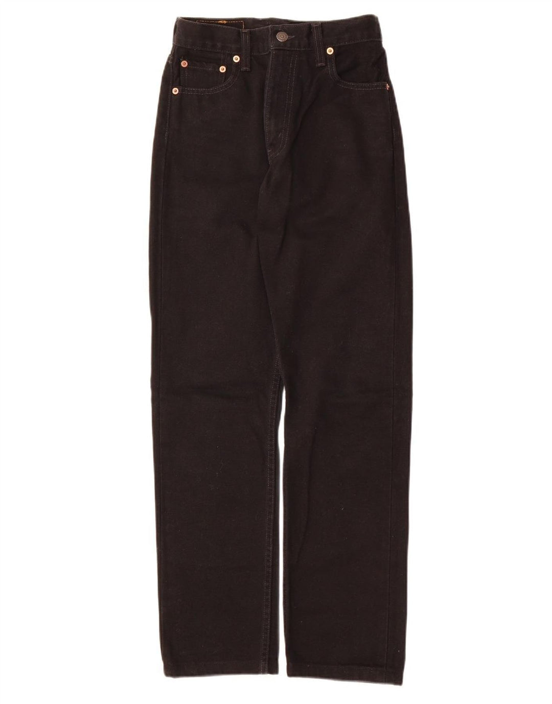 LEVI'S Womens 505 High Waist Straight Jeans W28 L32 Black Cotton