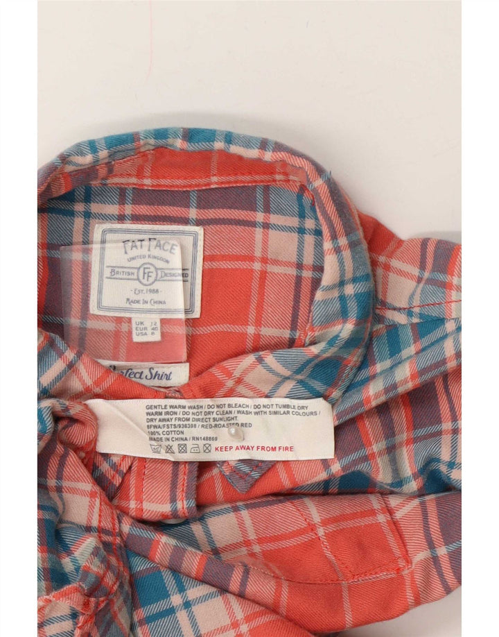 Camicia in flanella da donna Fat Face UK 12 Cotone scozzese rosso medio