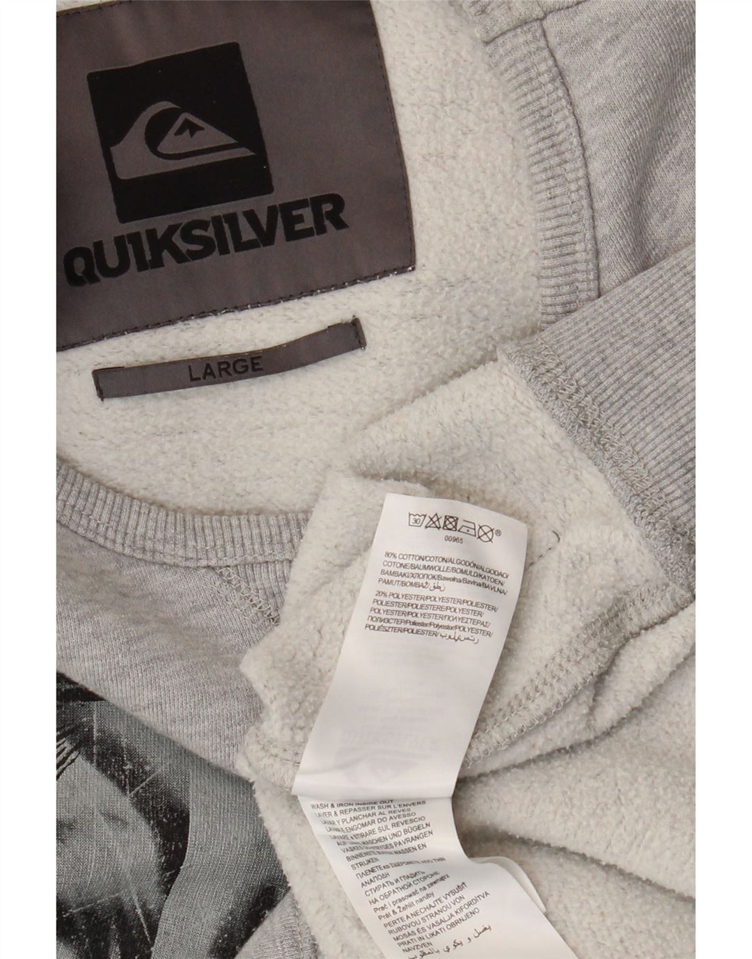 Quiksilver Felpa con grafica da uomo Maglione grande in cotone grigio