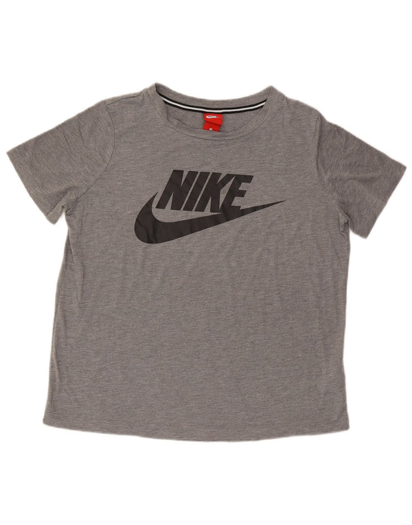 T-shirt grafica da donna Nike Top UK 16 grande poliestere grigio