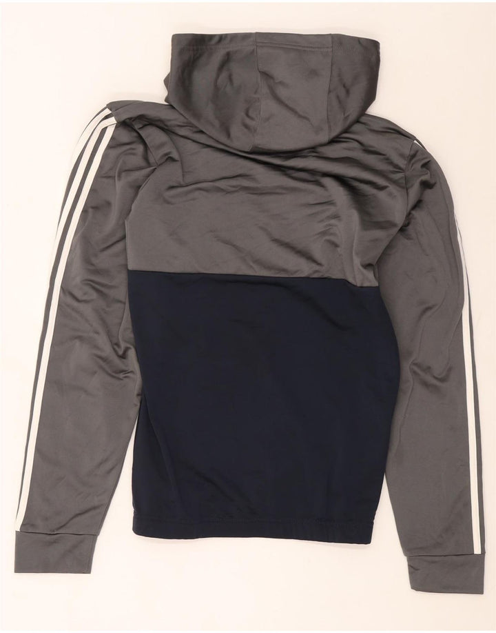 Felpa con cappuccio da uomo Adidas Small in poliestere color block grigio