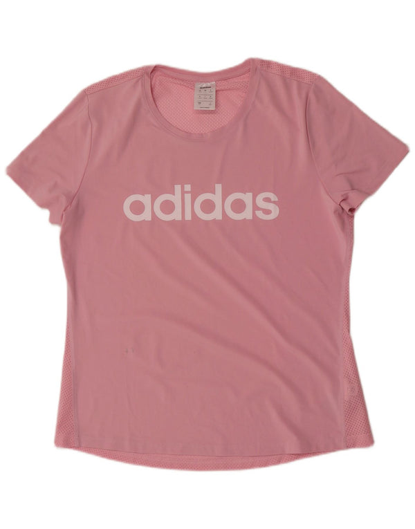 T-shirt grafica da donna Adidas Top UK 16/18 grande rosa poliestere