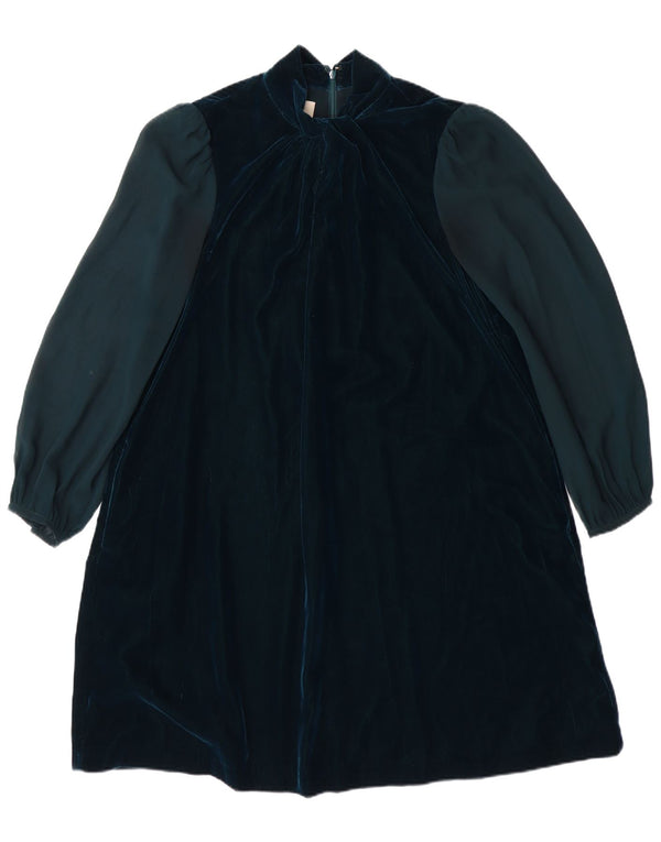 HOBBS Abito da donna oversize in velluto a trapezio UK 10 Small Green Colourblock